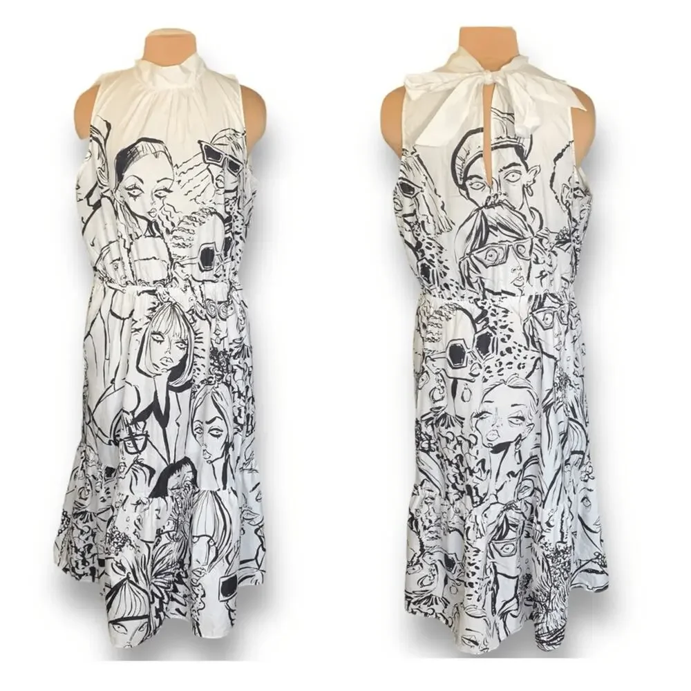 The Kit Jia Dress JLR Sketchbook White Ruffled Maxi Cutout Bow Detail Back Faces